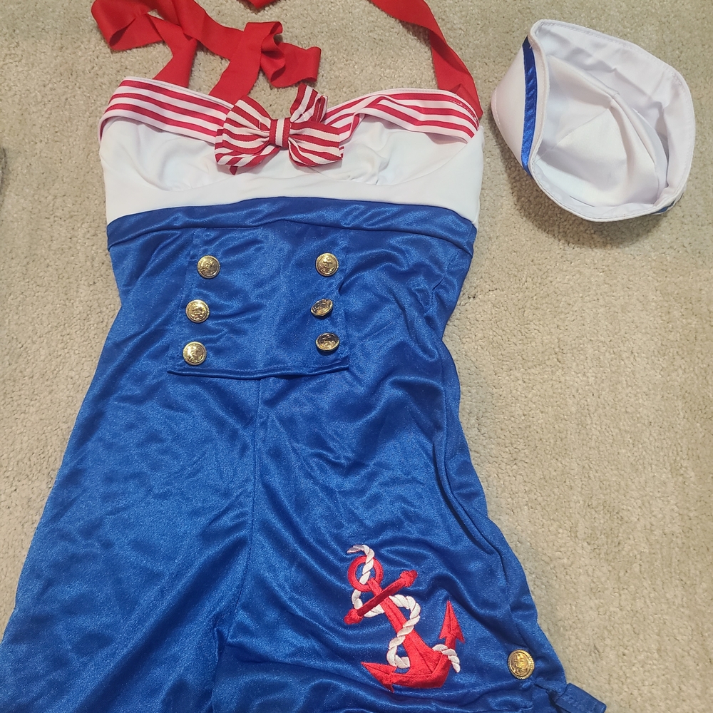 Leg Avenue Blue and White Sailor Romper